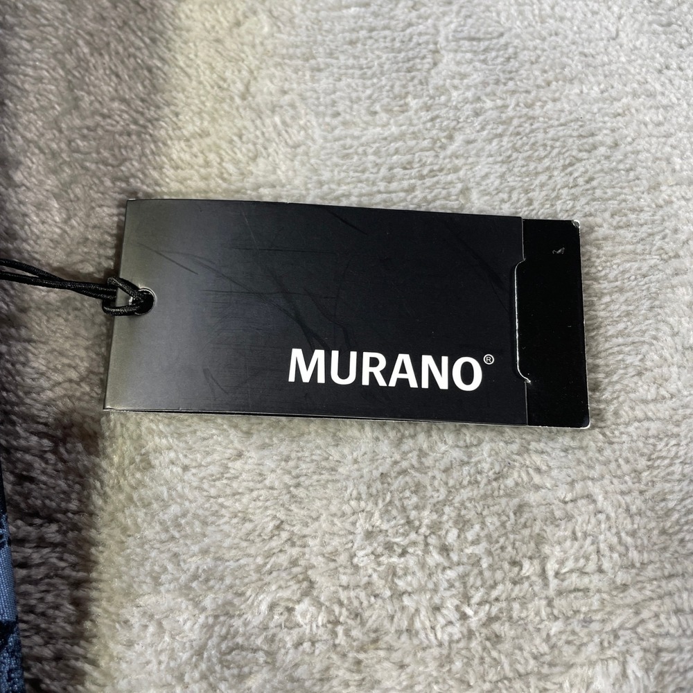 Murano Tie Necktie Blue Black Leaf Metallic Hand Finished 100 Silk Office Career - Picture 4 of 9